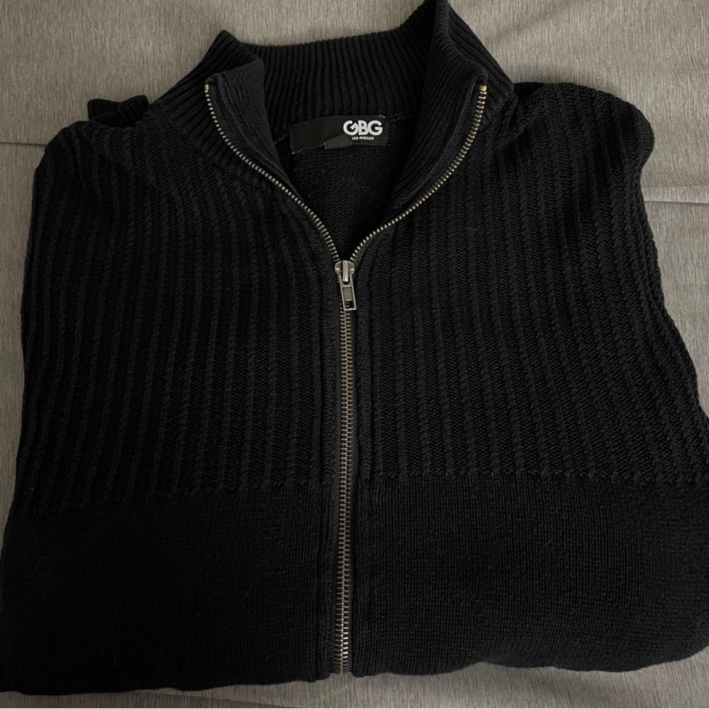 Guess Men's Black Zip-Up Sweater